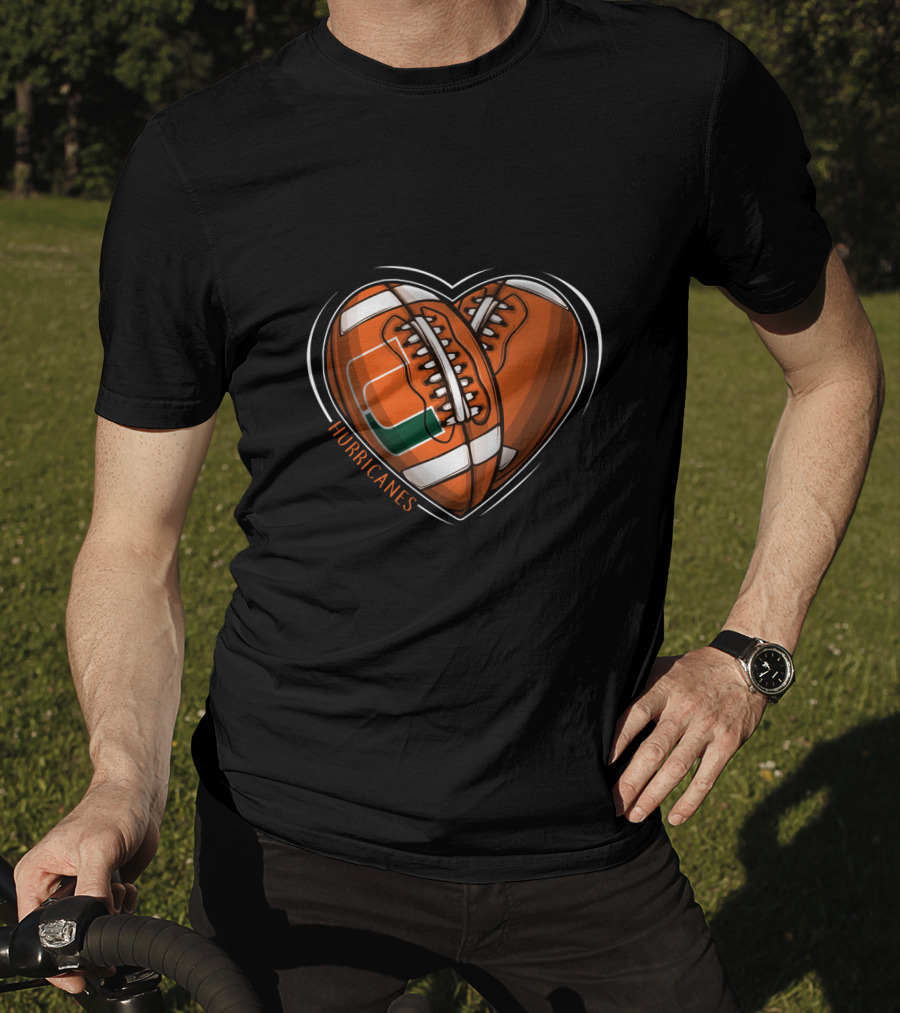 Hurricanes Heart Football NCAA Miami T-Shirt