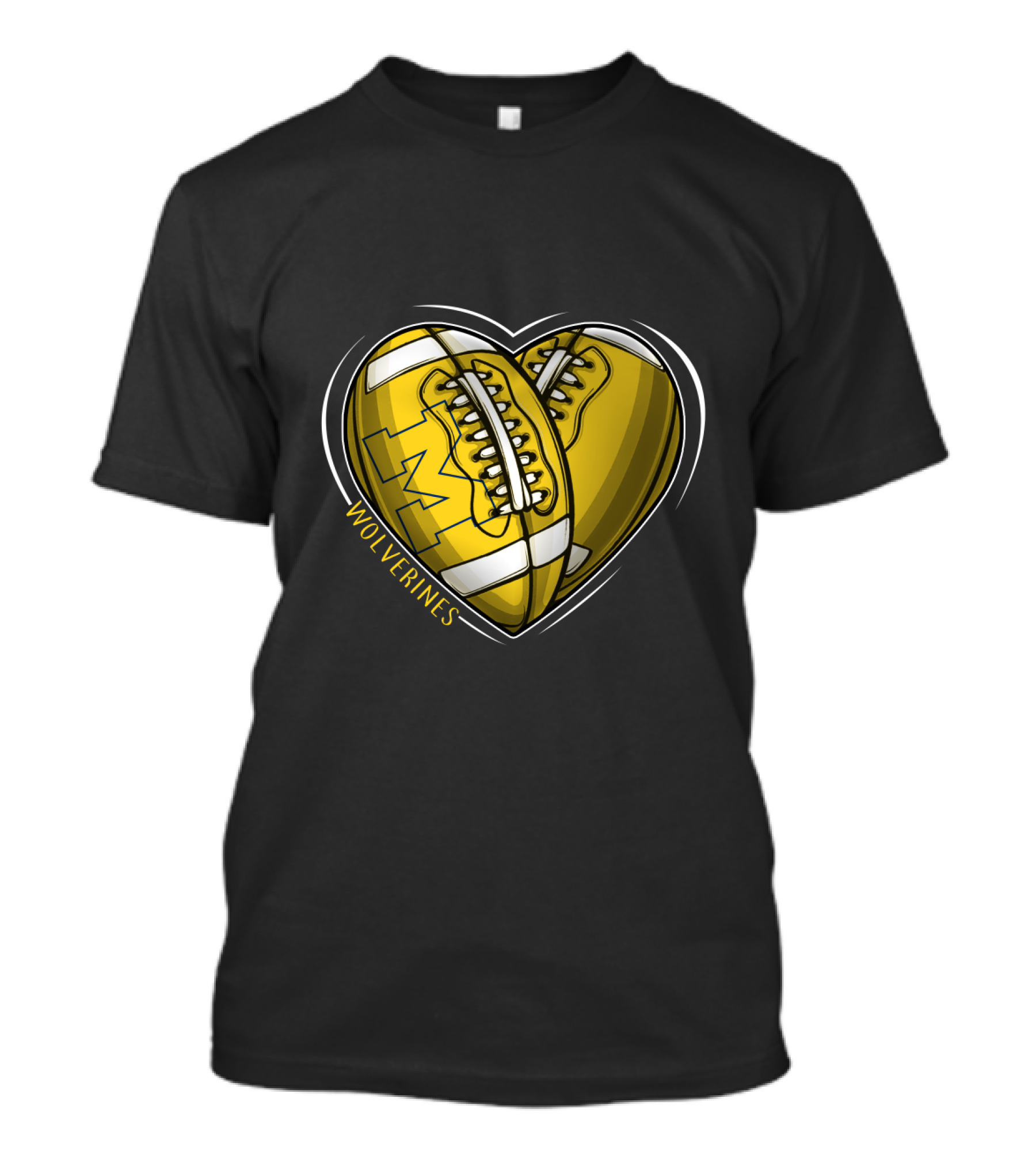 Michigan Wolverines Heart-Shaped Football T-Shirt