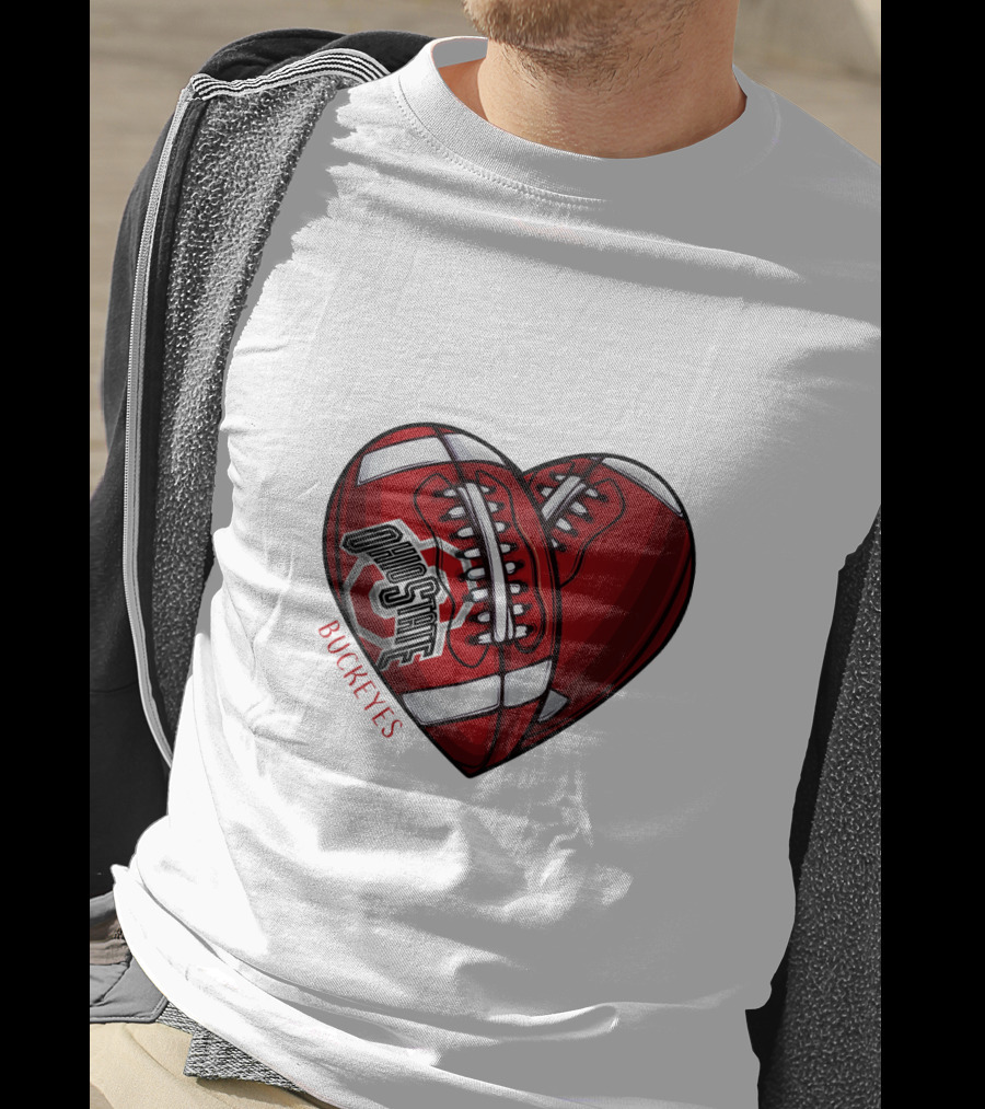 Ohio State Buckeyes Heart Football NCAA DH 90 T-Shirt
