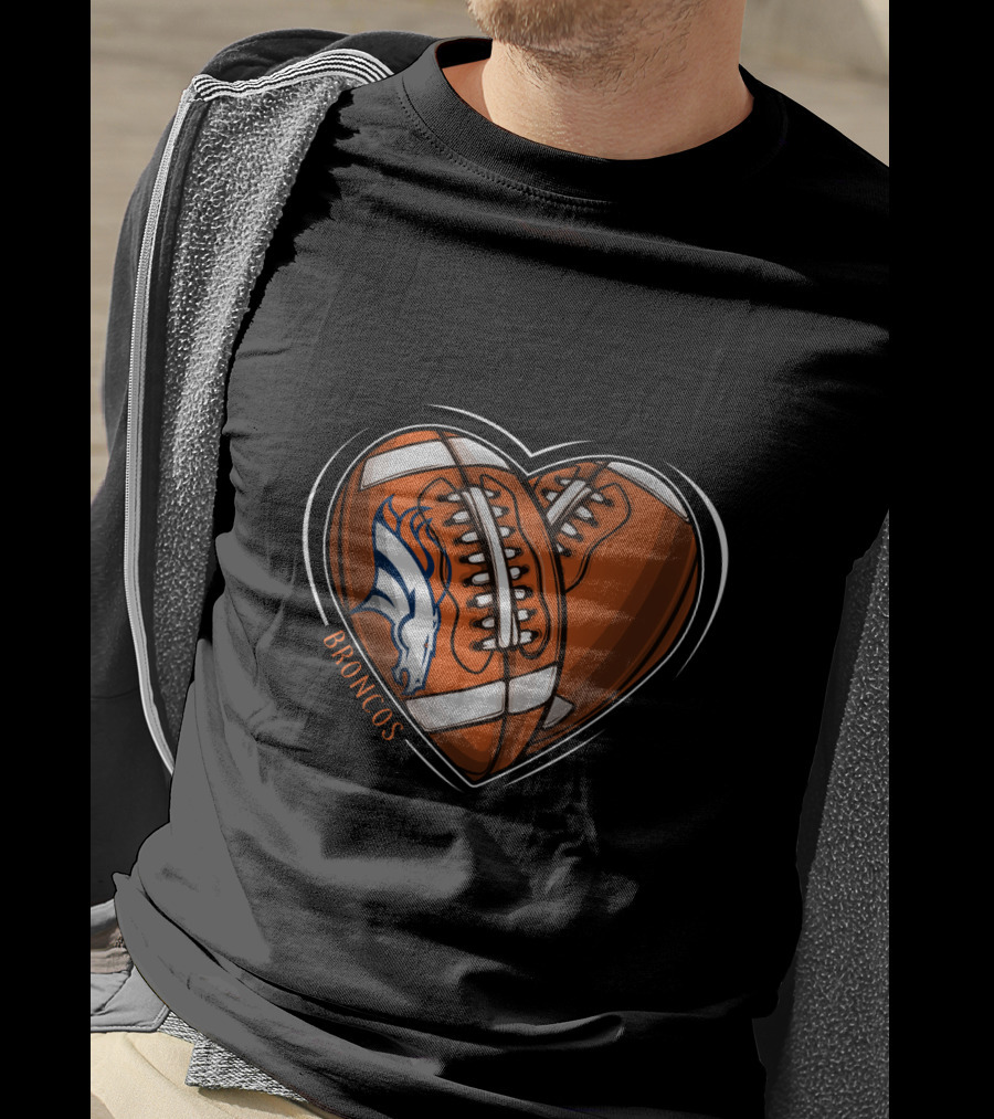 BBroncos Heart Design DH 90 NFL Denver Broncos T-Shirt