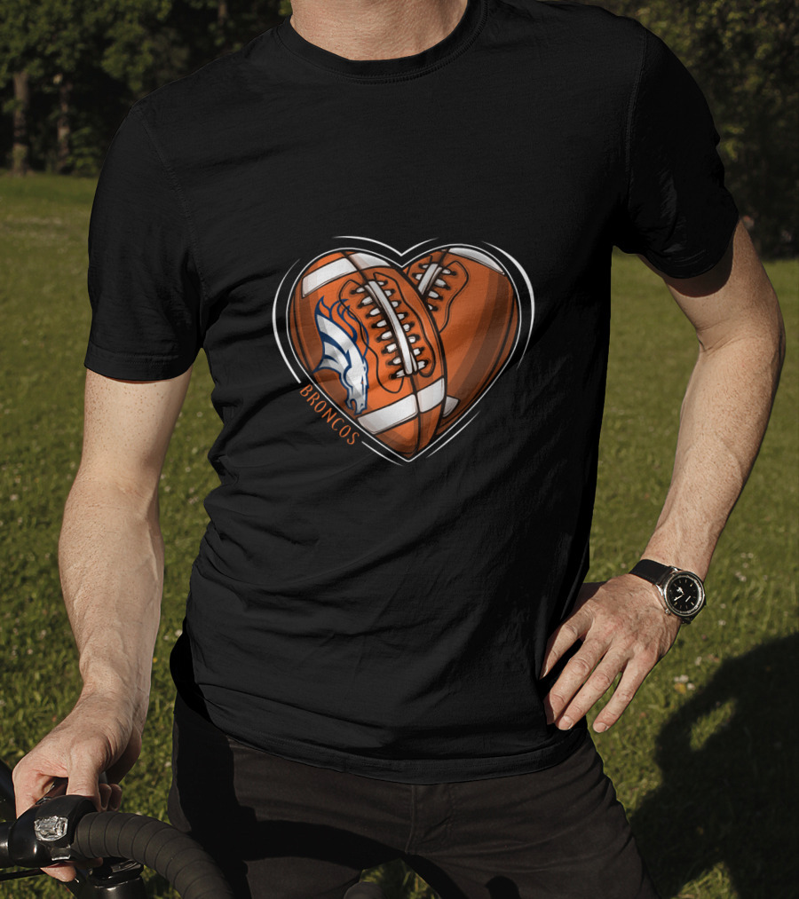 BBroncos Heart Design DH 90 NFL Denver Broncos T-Shirt