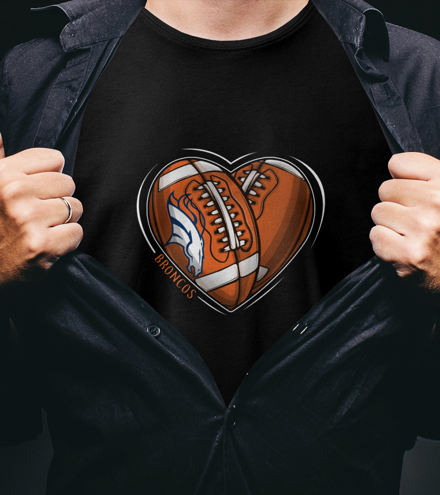 BBroncos Heart Design DH 90 NFL Denver Broncos T-Shirt