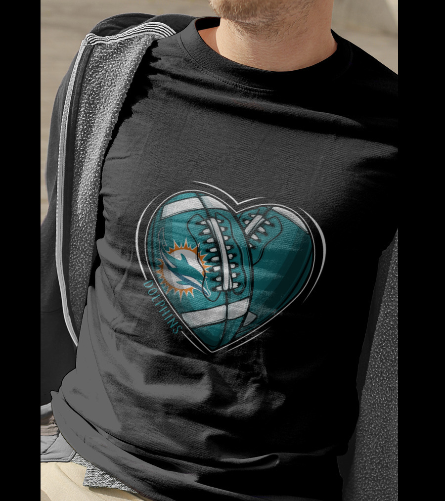 Miami Dolphins Heart Logo DH 90 NFL T-Shirt