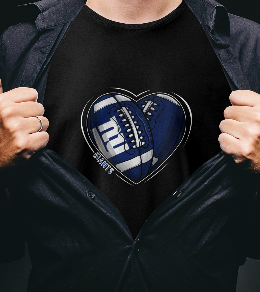 DH 90 NFL New York Giants Football Heart T-Shirt
