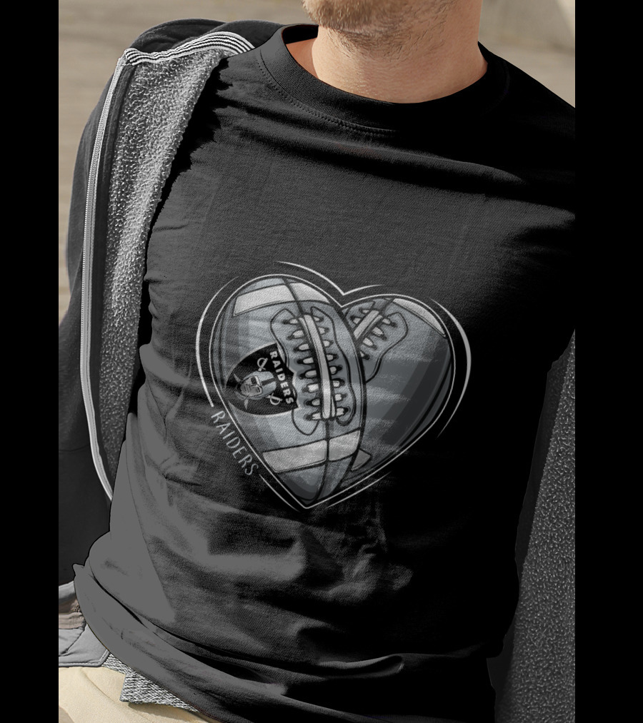 Raiders Heart Football Graphic DH 90 NFL Oakland Raiders T-Shirt