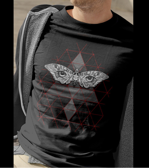 The Owls Are Not What They Seem Moth With Skull And Triangular Red T-Shirt