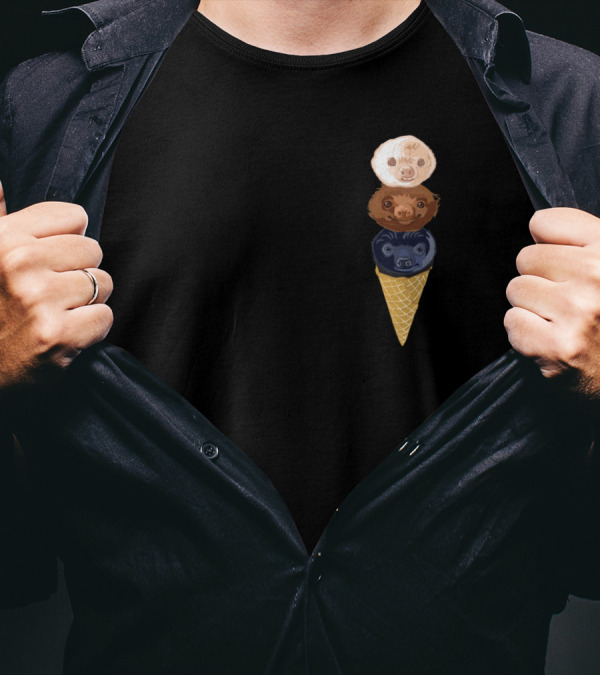 The Lazy Ice Cream Triple Scoop Sloth Cone T-Shirt