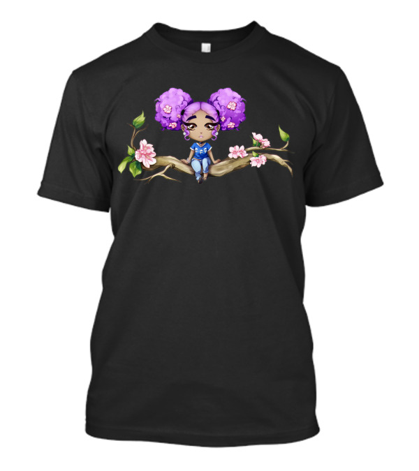 Shakti King Lazy Sundays Purple Hair Floral Branch Girl T-Shirt