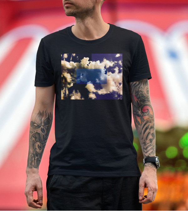 Premium T-Shirt: Cloud Perspectives Blue Sky Overlay Contrasting Light and Dark T-Shirt Cloud Perspectives Blue Sky Overlay Contrasting Light and Dark T-Shirt