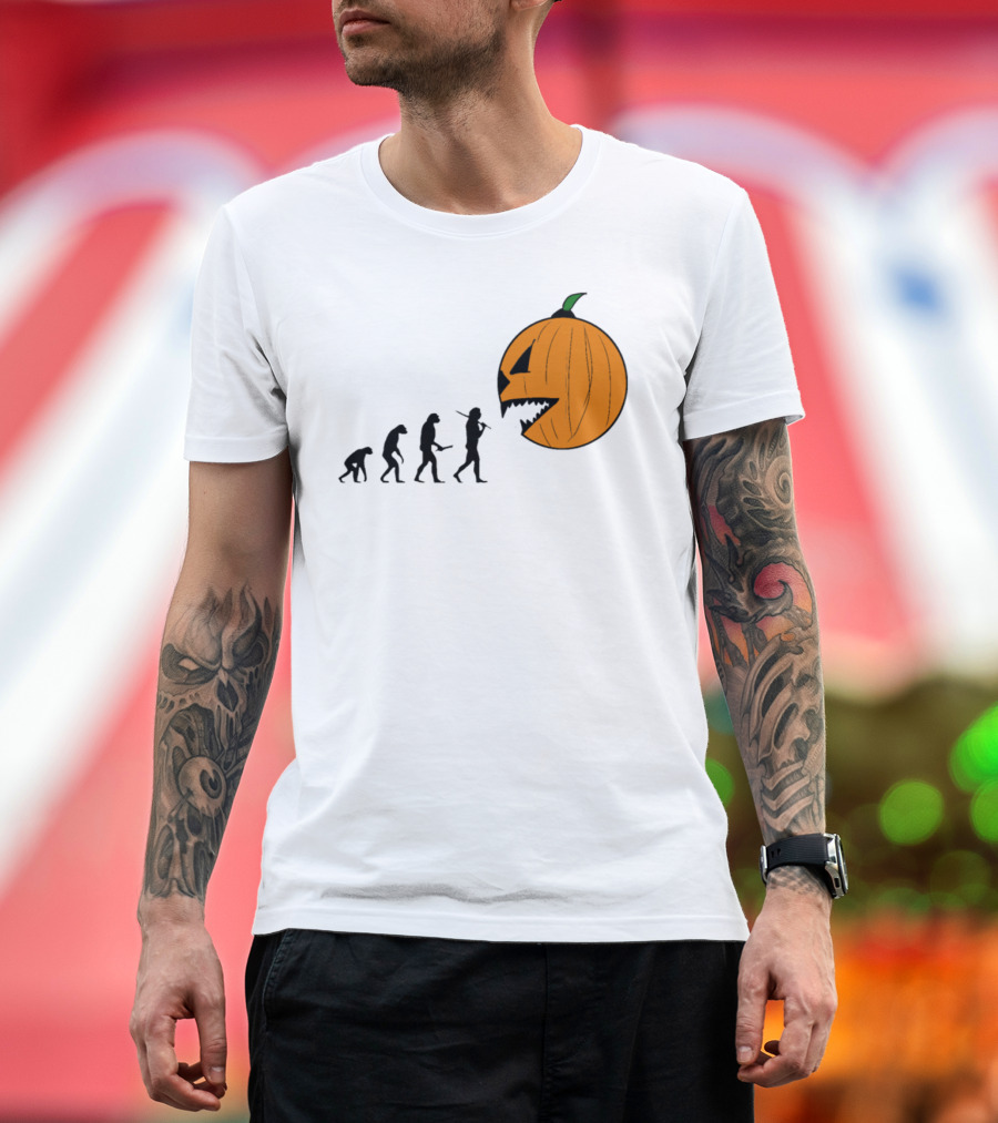 Halloween Pumpkin Evolution Silhouette with Jack-O'-Lantern T-Shirt