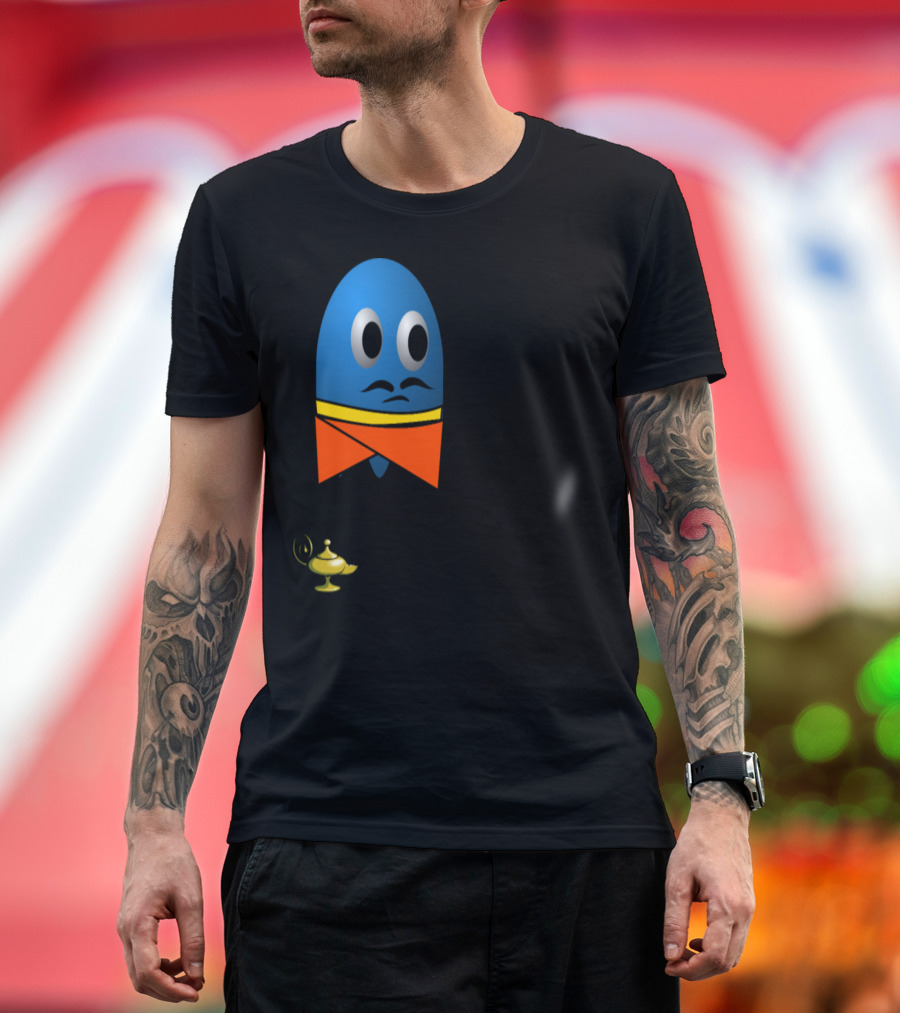 Padepokan Jini Blue Genie Cartoon With Golden Lamp T-Shirt