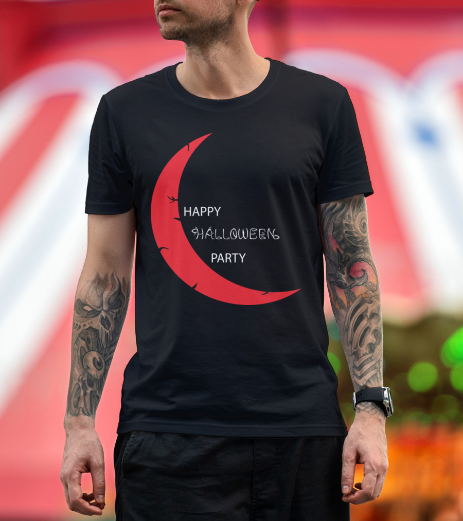 Trick or Treat Happy Halloween Party Red Moon T-Shirt