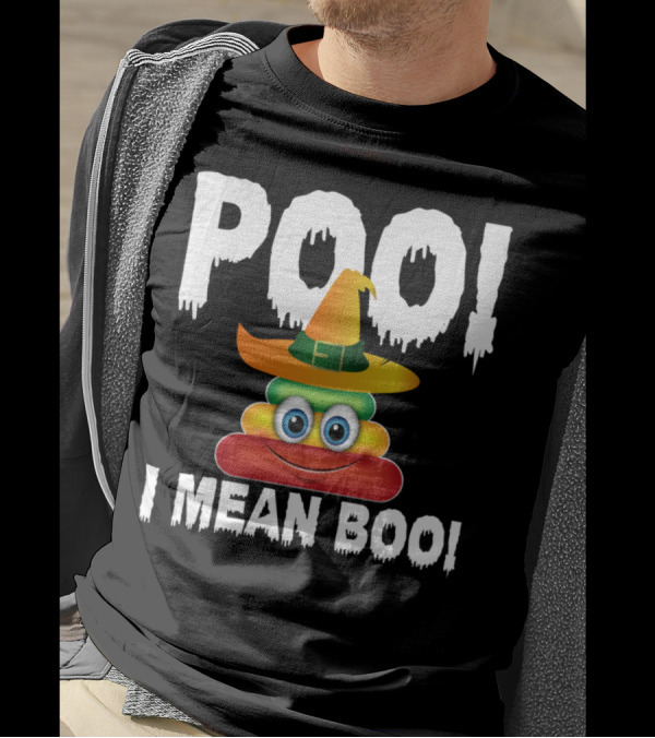POO I Mean BOO Halloween Emoji With Witch Hat T-Shirt