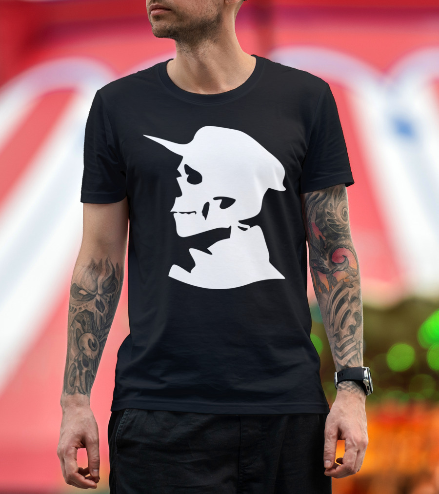 Skull Skeleton with Hat Cap Silhouette Profile T-Shirt