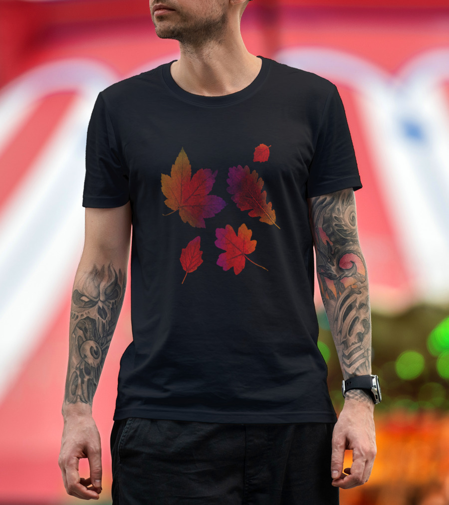 Colorful Skeleton Leaves Autumn Foliage T-Shirt