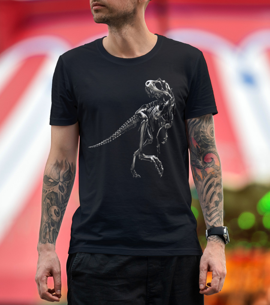 Fynny Dinosaur Skeleton Sketch Vector Color Image T-Shirt