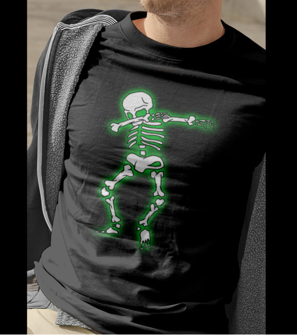 Dabbing Skeleton Glow Effect Halloween Dab Dance Fun T-Shirt
