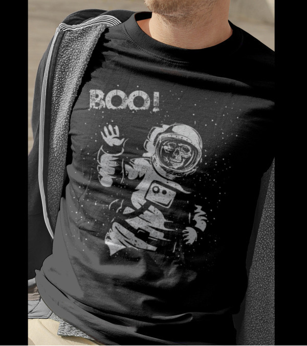 BOO Astronaut Skeleton In Space Science Iconic T-Shirt