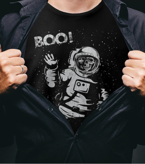 BOO Astronaut Skeleton In Space Science Iconic T-Shirt