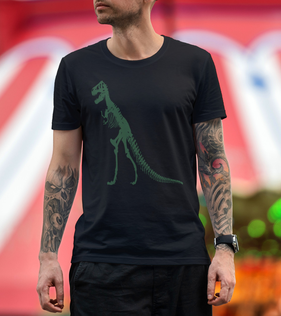 T Rex Dinosaur Skeleton Skeletal Fossil Depiction T-Shirt