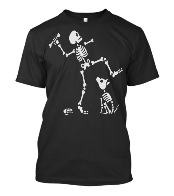 Go Fetch Bone Dog Skeleton Arm Playful Skeleton With Dog T-Shirt