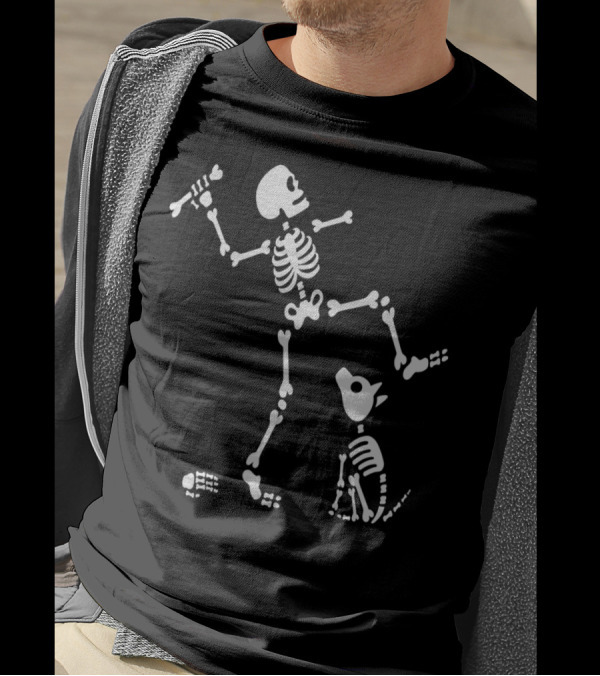 Go Fetch Bone Dog Skeleton Arm Playful Skeleton With Dog T-Shirt