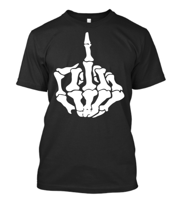 Middle Finger Skeleton Bone Skull Graffiti Iconic Gesture T-Shirt