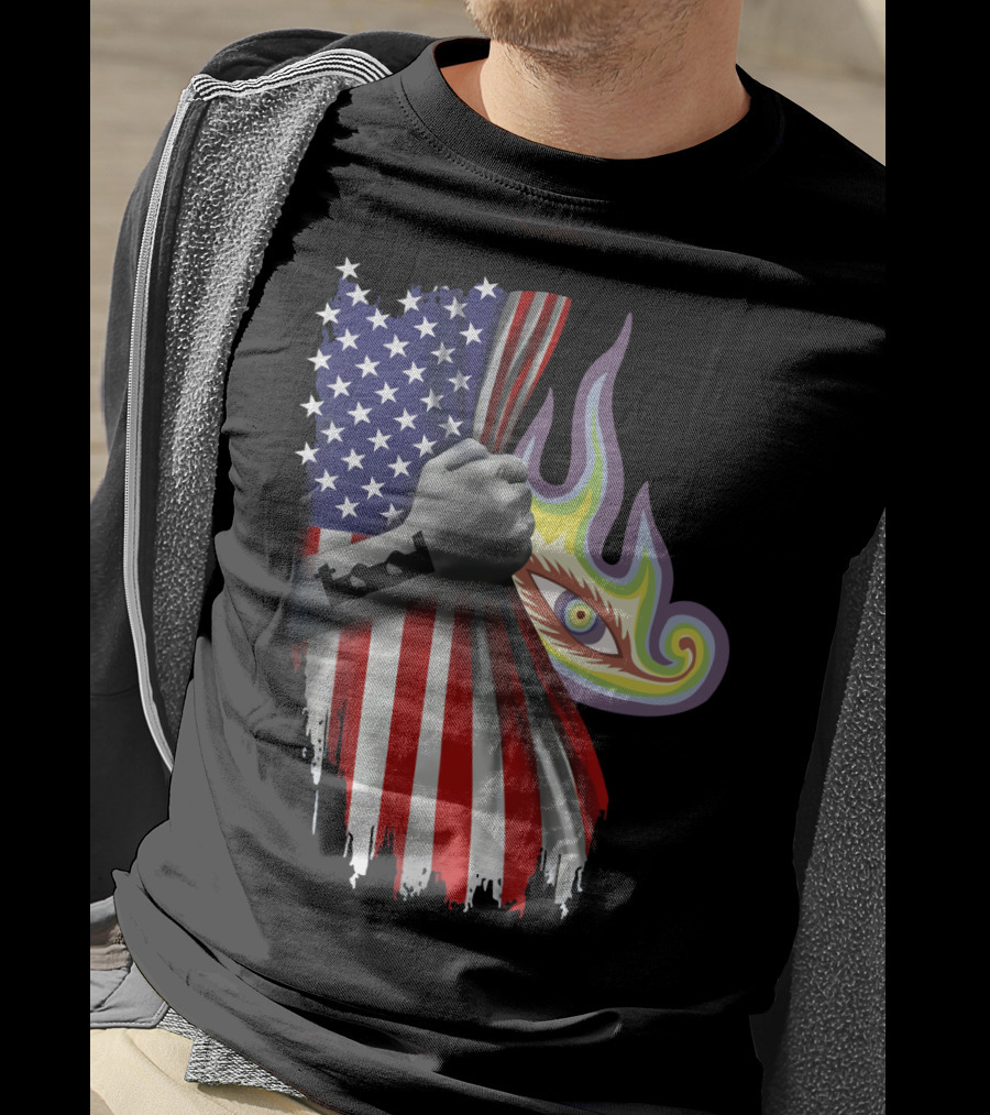 Tool Rock Band American Flag Psychedelic Eye Tattoo T-Shirt