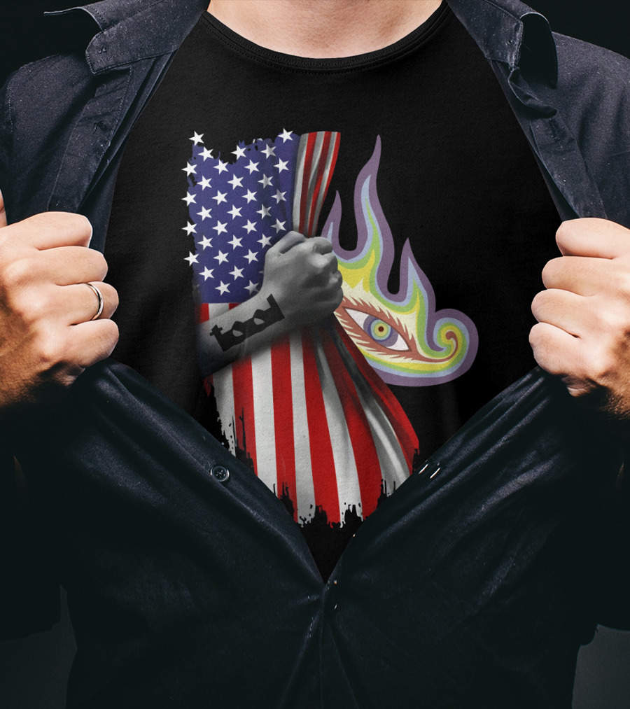 Tool Rock Band American Flag Psychedelic Eye Tattoo T-Shirt
