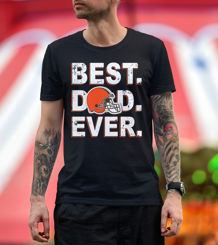 Best Dad Ever Browns Football Helmet T-Shirt