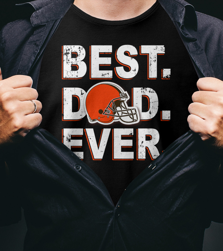 Best Dad Ever Browns Football Helmet T-Shirt