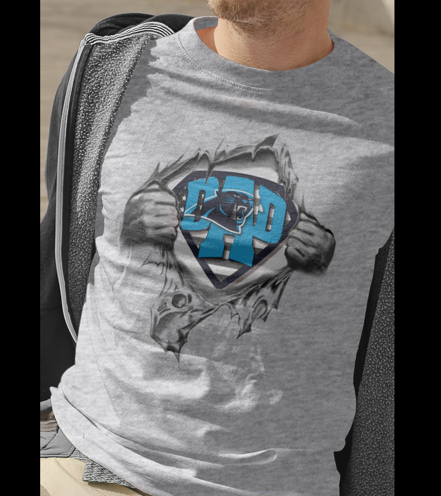 Superdad Panthers Logo Ripped Shield T-Shirt