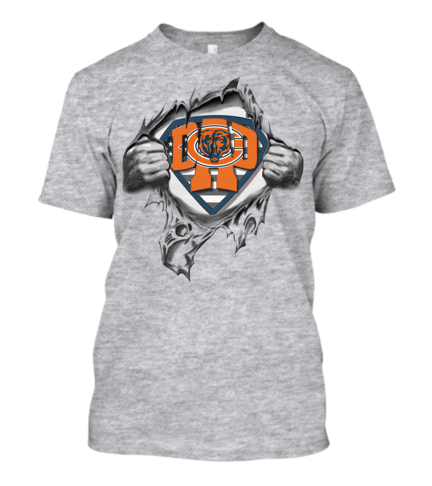 Superdad Chicago Bears Logo Inside Superhero Emblem T-Shirt