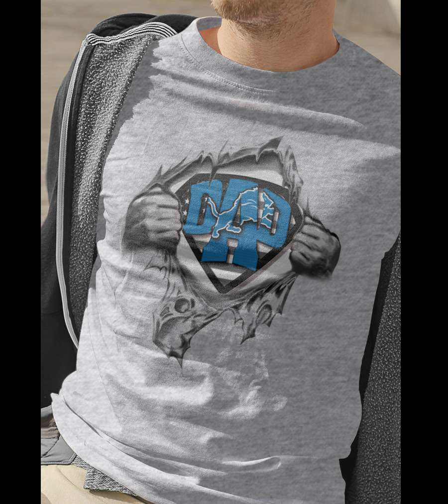 Detroit Lions Superdad Hero Emblem T-Shirt