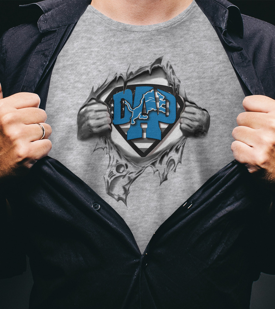 Detroit Lions Superdad Hero Emblem T-Shirt