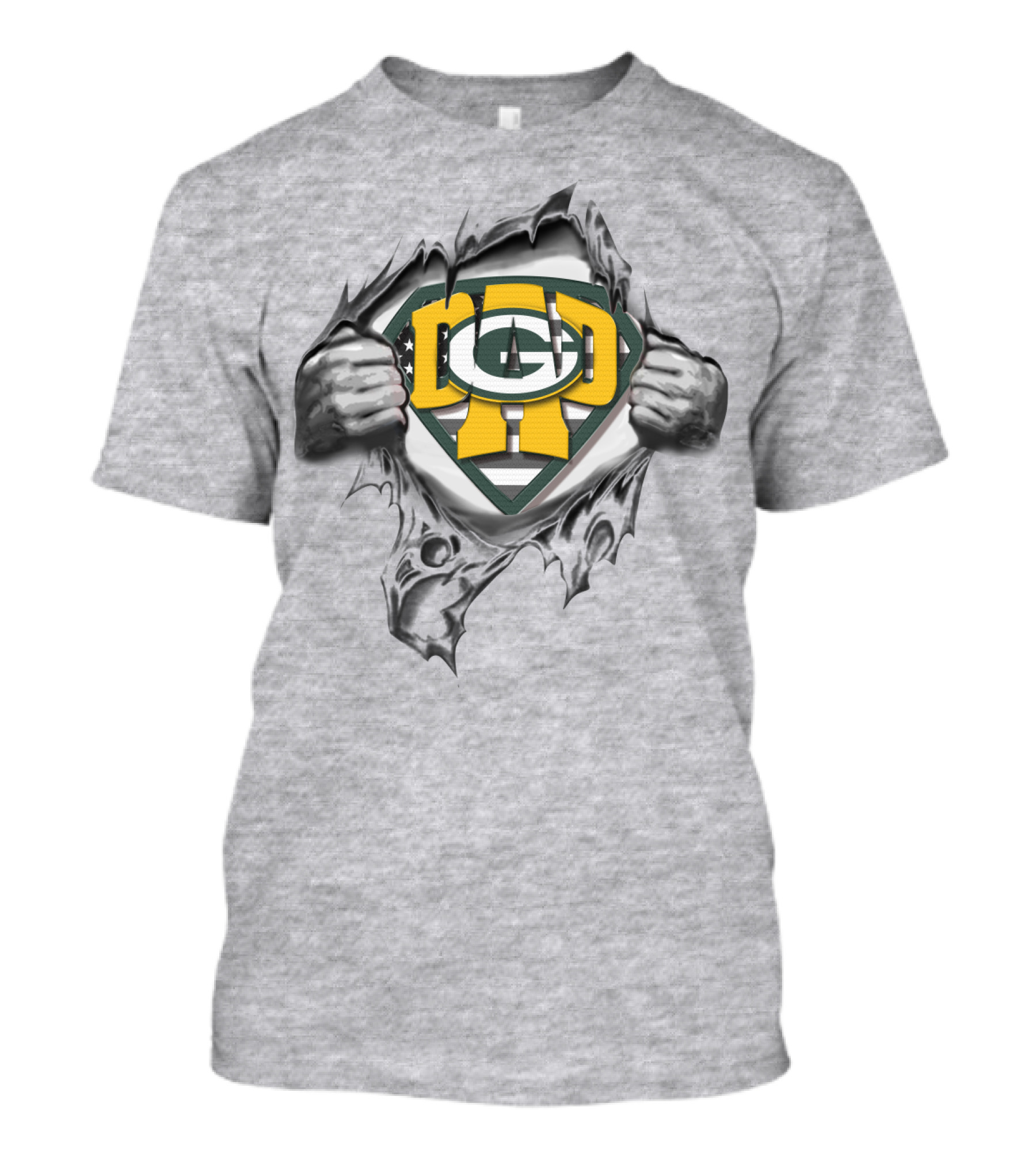 Superdad Green Bay Packers Shield Superman Rip T-Shirt