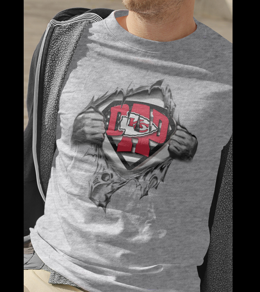 Superdad KC Chiefs Ripped Superman Logo T-Shirt