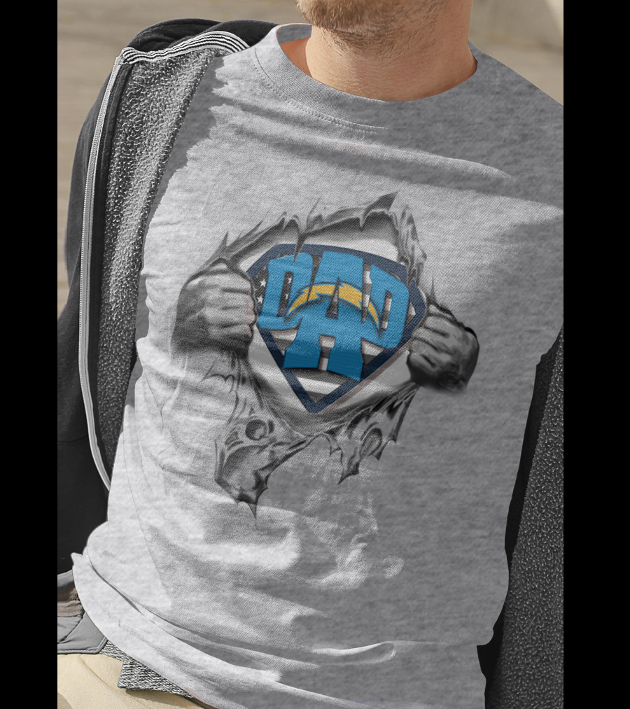 Superdad Dad Los Angeles Chargers Superhero T-Shirt