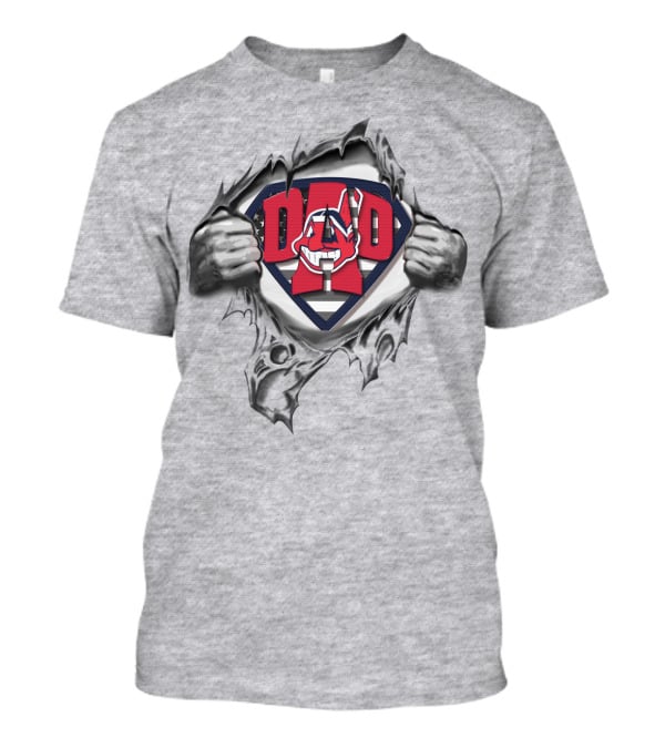 SUPERDAD Cleveland Indians DAD Logo Hands Ripping Open T-Shirt