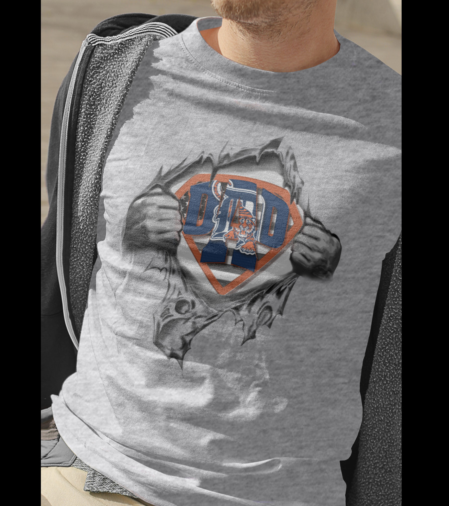 SUPERDAD Detroit Tigers Emblem With Tiger Mascot T-Shirt