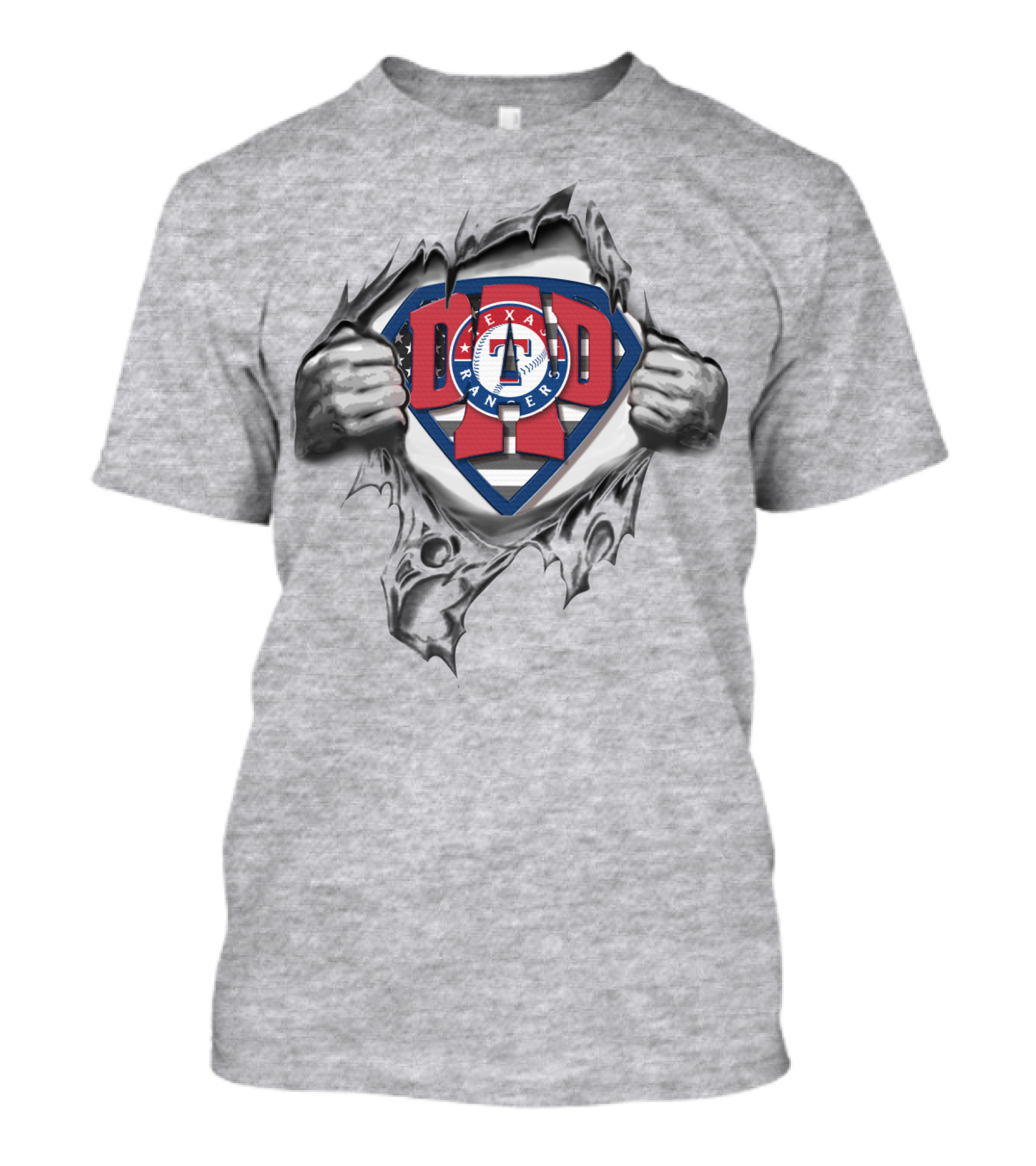 SUPERDAD Texas Rangers Emblem With Superman Shield T-Shirt