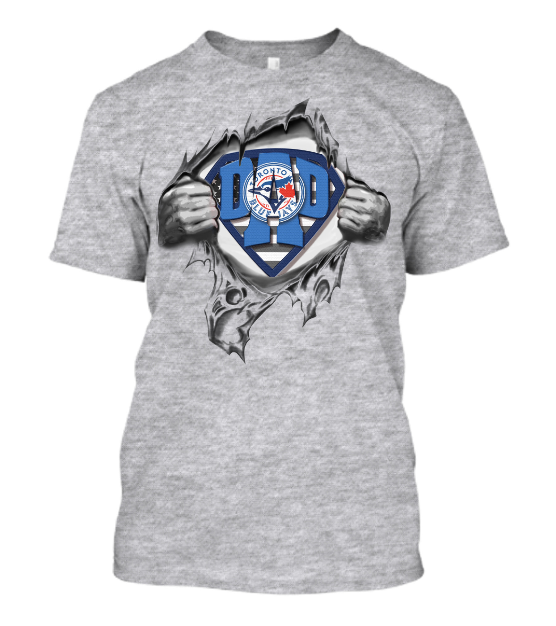 SUPERDAD Toronto Blue Jays Logo Superman Style Tear Open T-Shirt