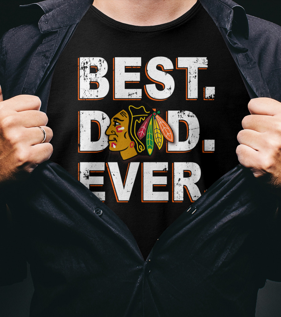 Best Dad Ever Chicago Blackhawks Logo T-Shirt