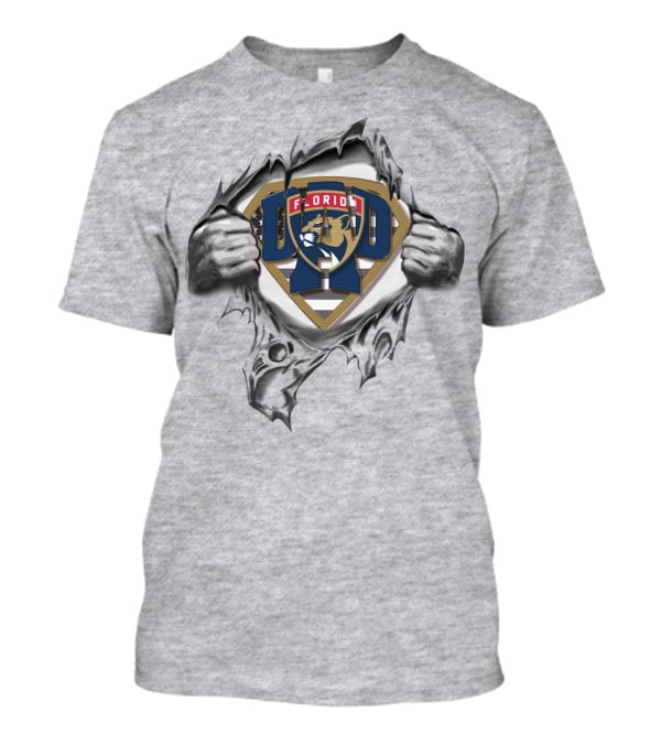 SUPERDAD Florida Panthers Logo Shield Dad Superhero T-Shirt