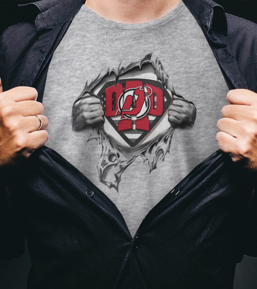 SUPERDAD New Jersey Devils Logo Superhero Theme Rip T-Shirt