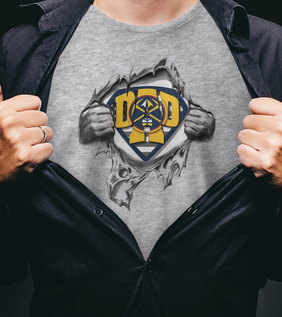 SUPERDAD Denver Nuggets Basketball Emblem Rip T-Shirt