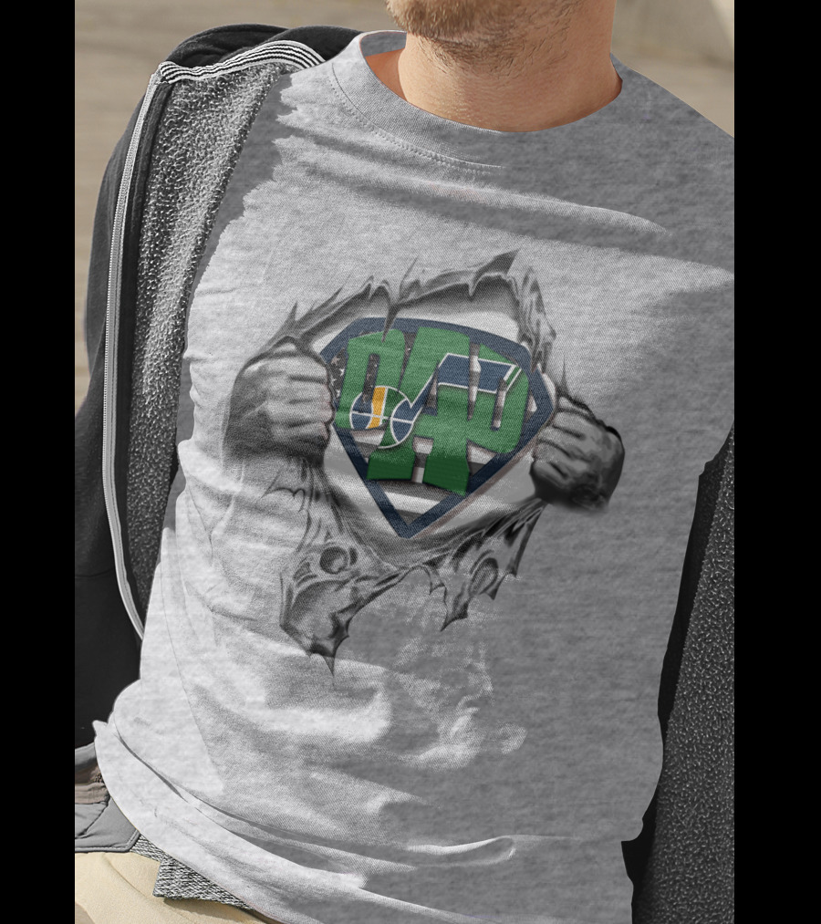 Super Dad Utah Jazz Basketball Hero Logo Fan T-Shirt