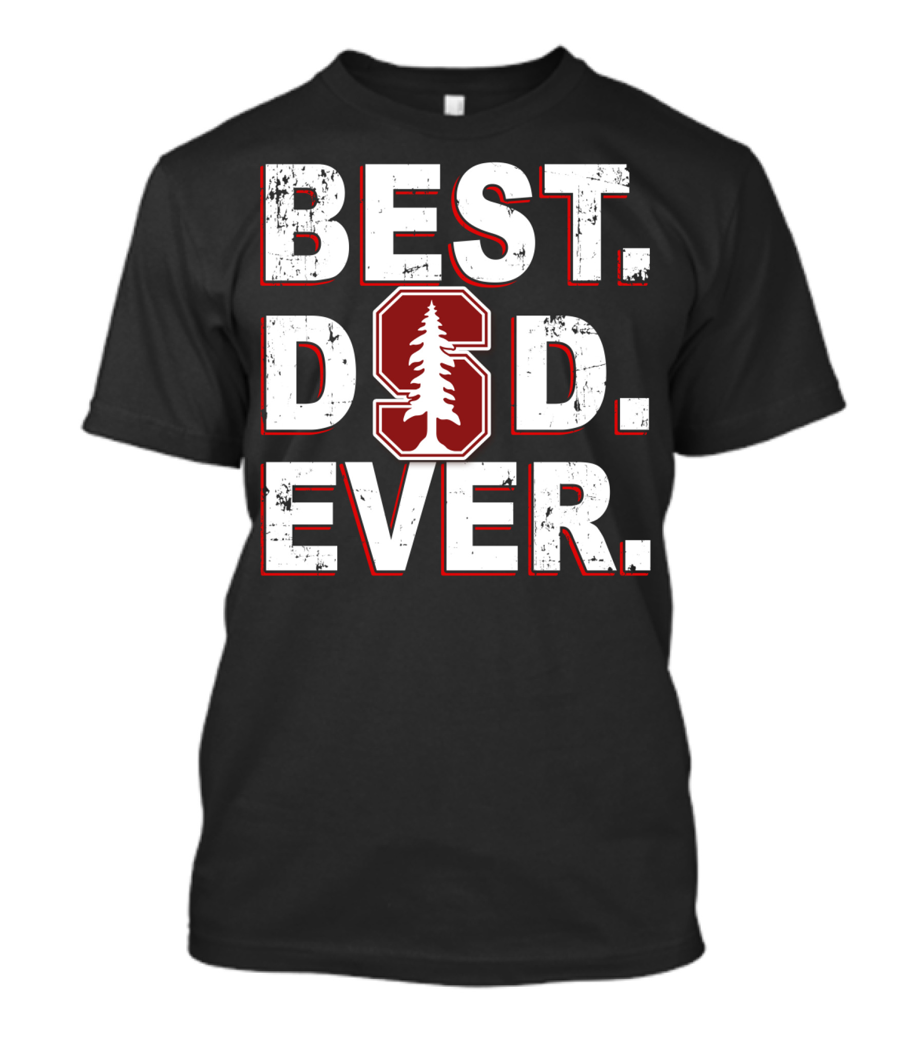 Best Dad Ever Stanford Cardinal Logo Red T-Shirt