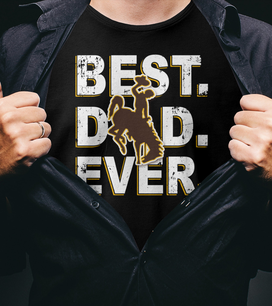 Best Dad Ever Wyoming Cowboys Bucking Horse T-Shirt