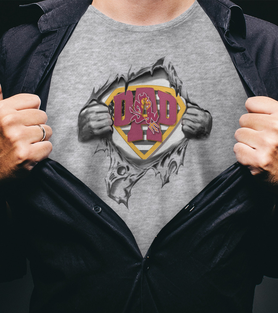 Superdad Arizona State Sun Devils Logo Hero Torn Chest T-Shirt